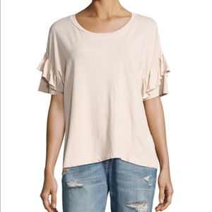 CURRENT ELLIOT Ruffle Roadie tee 3/Large NWT